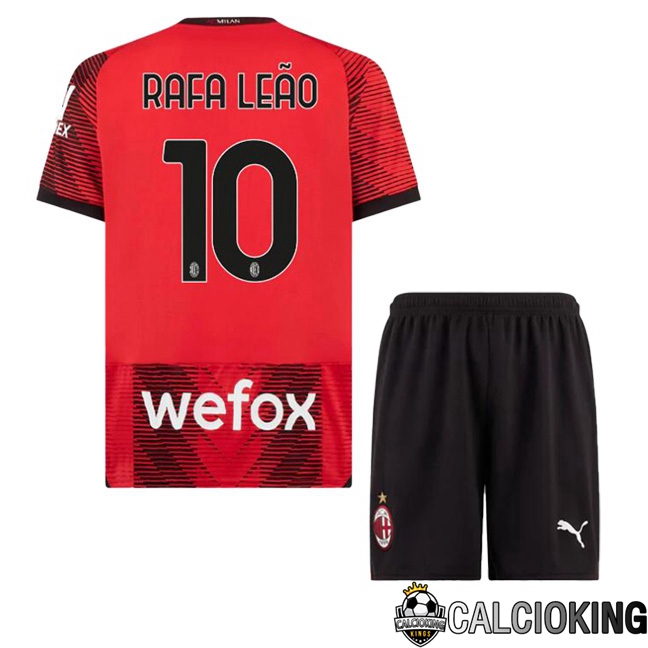 Comprare Maglia Calcio 2024 2025 2026 Personalizzazione,Tuta Da Calcio,Maglie De Calcio Retro Online | Maglie Calcio AC Milan (Rafa Leão 10) Bambino Prima Rosso 2023/2024