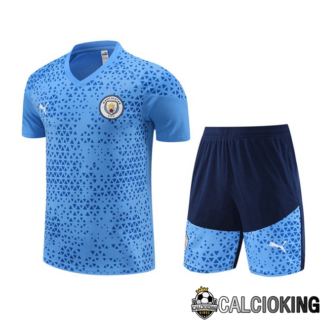 Comprare Maglia Calcio 2024 2025 2026 Personalizzazione,Tuta Da Calcio,Maglie De Calcio Retro Online | T Shirt Allenamento Manchester City + Pantaloncini Blu 2023/2024