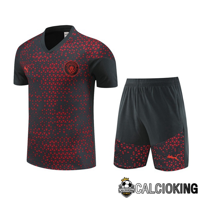 Comprare Maglia Calcio 2024 2025 2026 Personalizzazione,Tuta Da Calcio,Maglie De Calcio Retro Online | T Shirt Allenamento Manchester City + Pantaloncini Rosso Nero 2023/2024
