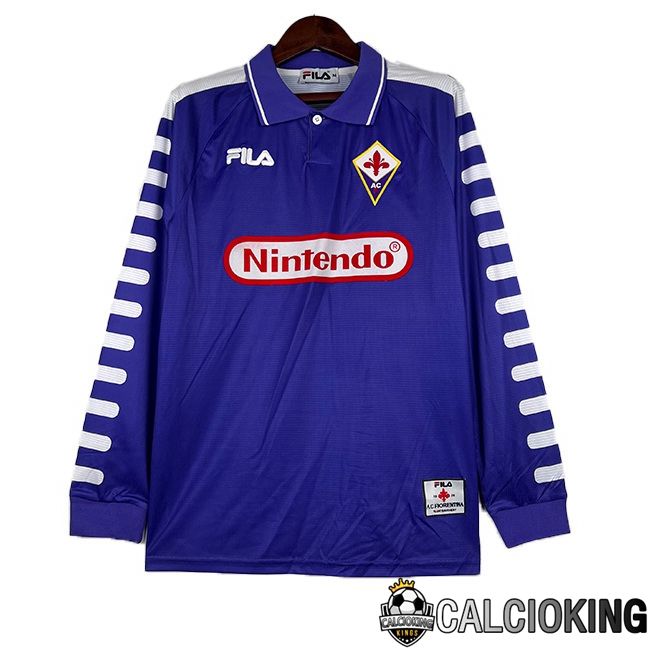 Comprare Maglia Calcio 2024 2025 2026 Personalizzazione,Tuta Da Calcio,Maglie De Calcio Retro Online | Maglie Calcio ACF Fiorentina Retro Prima Manica Lunga Blu 1998