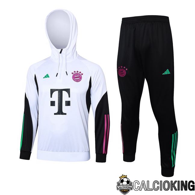 Comprare Maglia Calcio 2024 2025 2026 Personalizzazione,Tuta Da Calcio,Maglie De Calcio Retro Online | Insieme Tuta Calcio Con Cappuccio Bayern Monaco Bianco 2023/2024