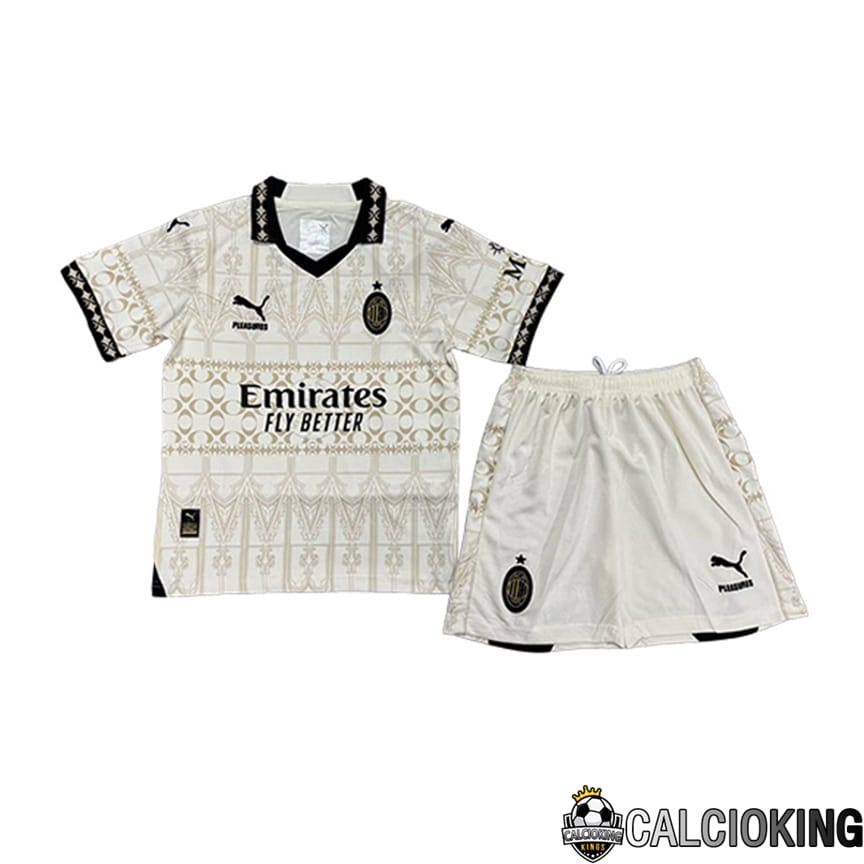 Comprare Maglia Calcio 2024 2025 2026 Personalizzazione,Tuta Da Calcio,Maglie De Calcio Retro Online | Maglie Calcio AC Milan Bambino Quarto Bianco 2023/2024
