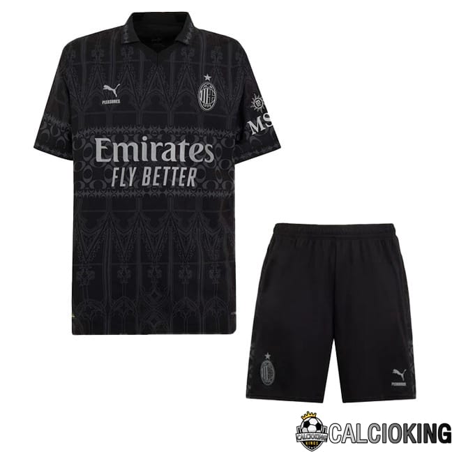 Comprare Maglia Calcio 2024 2025 2026 Personalizzazione,Tuta Da Calcio,Maglie De Calcio Retro Online | Maglie Calcio AC Milan Bambino Quarto Nero 2023/2024