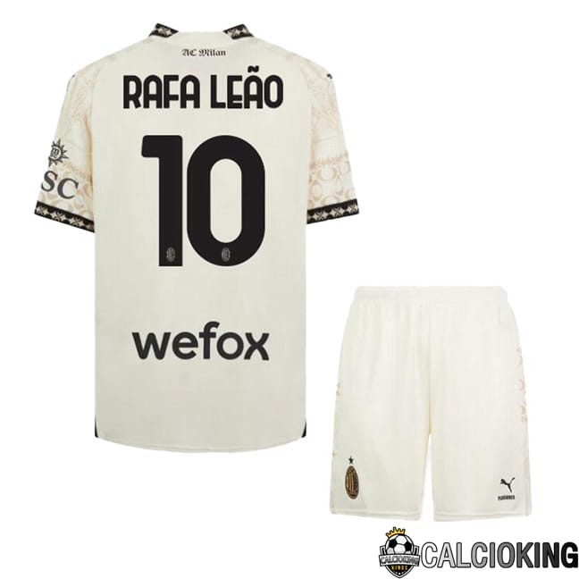 Comprare Maglia Calcio 2024 2025 2026 Personalizzazione,Tuta Da Calcio,Maglie De Calcio Retro Online | Maglie Calcio AC Milan (Rafa Leão 10) Bambino Quarto Giallo 2023/2024