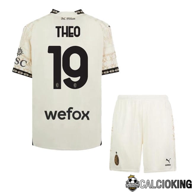 Comprare Maglia Calcio 2024 2025 2026 Personalizzazione,Tuta Da Calcio,Maglie De Calcio Retro Online | Maglie Calcio AC Milan (Theo 19) Bambino Quarto Giallo 2023/2024