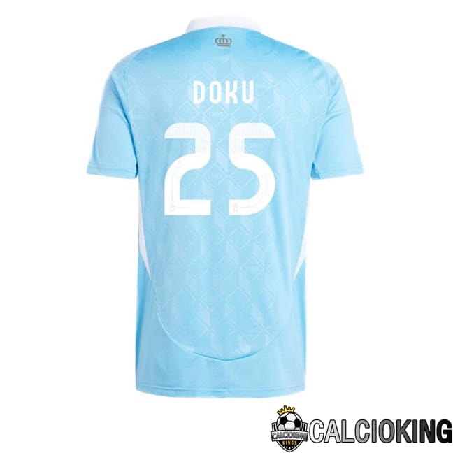 Comprare Maglia Calcio 2024 2025 2026 Personalizzazione,Tuta Da Calcio,Maglie De Calcio Retro Online | Maglie Calcio Belgio (DOKU 25) Seconda Blu UEFA Euro 2024