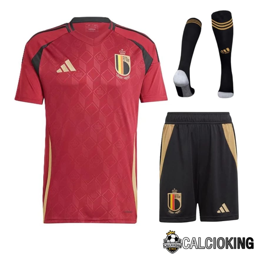Comprare Maglia Calcio 2024 2025 2026 Personalizzazione,Tuta Da Calcio,Maglie De Calcio Retro Online | Maglie Nazionale Belgio Prima (Pantaloncini + Calzini) UEFA Euro 2024