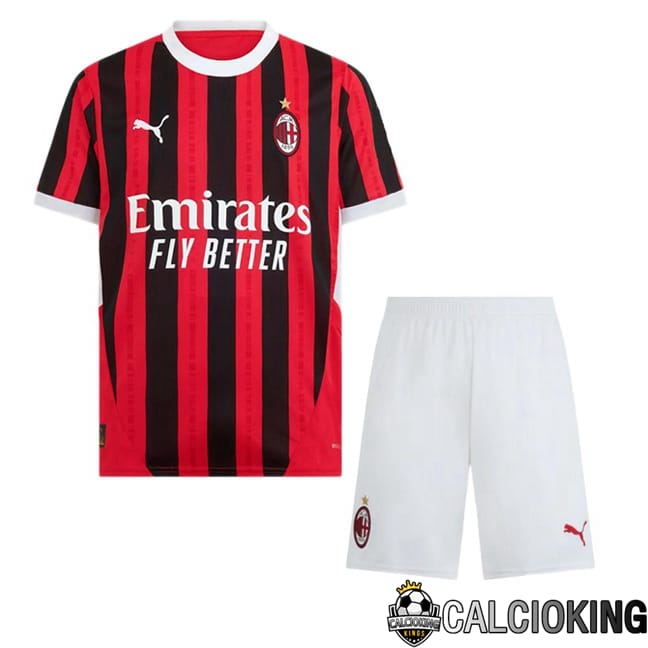 Comprare Maglia Calcio 2024 2025 2026 Personalizzazione,Tuta Da Calcio,Maglie De Calcio Retro Online | Maglie Calcio AC Milan Bambino Prima Rosso Nero 2024/2025