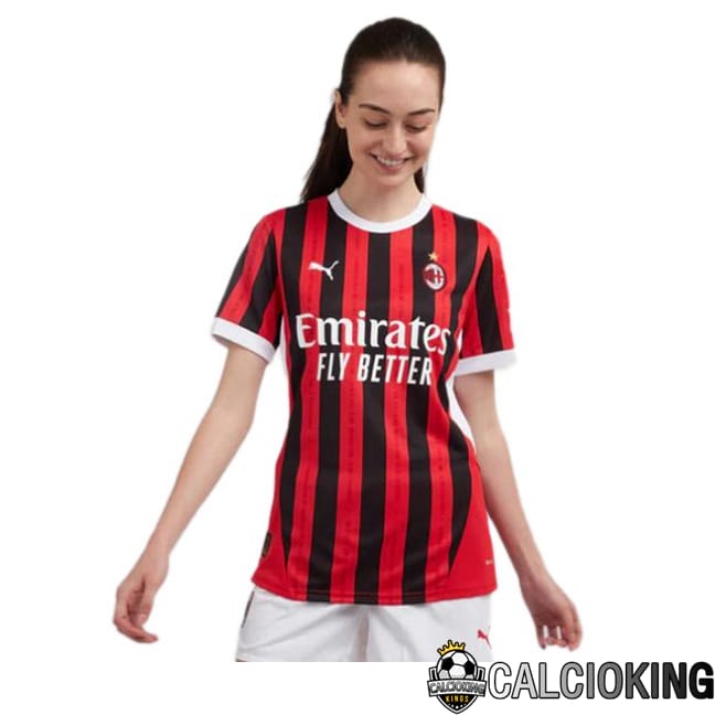 Comprare Maglia Calcio 2024 2025 2026 Personalizzazione,Tuta Da Calcio,Maglie De Calcio Retro Online | Maglie Calcio AC Milan Donna Prima Rosso Nero 2024/2025