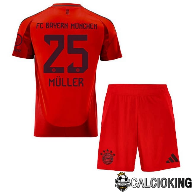 Comprare Maglia Calcio 2024 2025 2026 Personalizzazione,Tuta Da Calcio,Maglie De Calcio Retro Online | Maglie Calcio Bayern Monaco (Müller 25) Bambino Prima Rosso 2024/2025