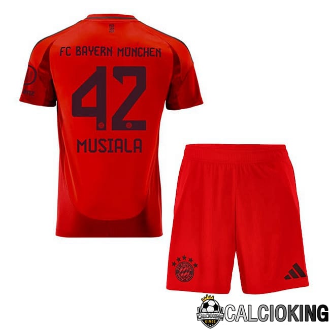 Comprare Maglia Calcio 2024 2025 2026 Personalizzazione,Tuta Da Calcio,Maglie De Calcio Retro Online | Maglie Calcio Bayern Monaco (Musiala 42) Bambino Prima Rosso 2024/2025
