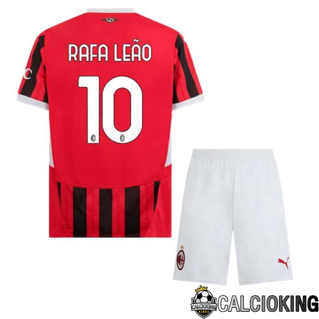 Comprare Maglia Calcio 2024 2025 2026 Personalizzazione,Tuta Da Calcio,Maglie De Calcio Retro Online | Maglie Calcio AC Milan (Rafa Leão 10) Bambino Prima Rosso Nero 2024/2025