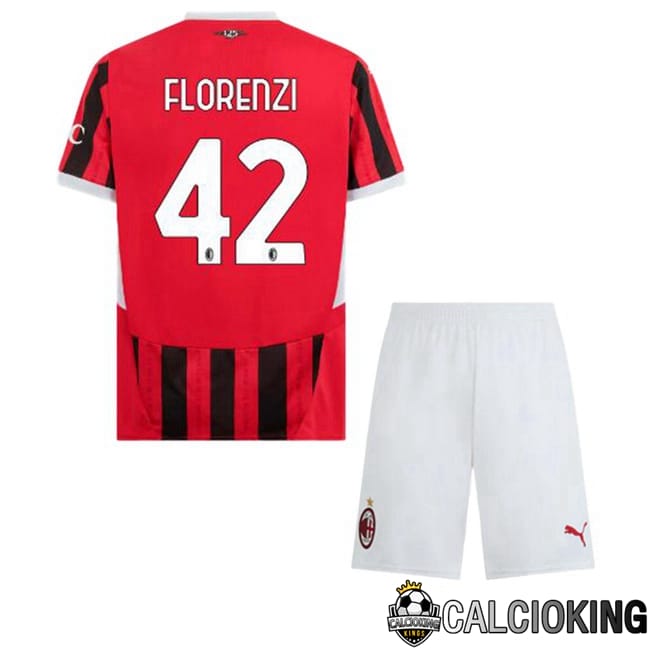 Comprare Maglia Calcio 2024 2025 2026 Personalizzazione,Tuta Da Calcio,Maglie De Calcio Retro Online | Maglie Calcio AC Milan (Florenzi 42) Bambino Prima Rosso Nero 2024/2025