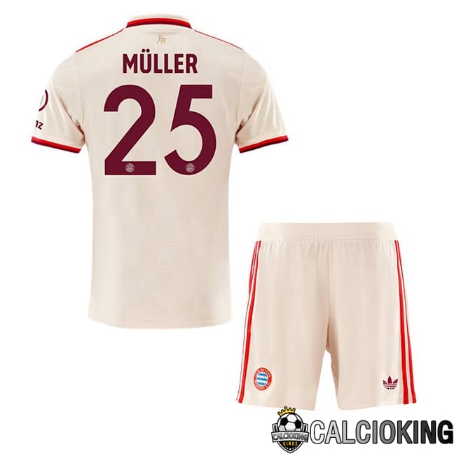 Comprare Maglia Calcio 2024 2025 2026 Personalizzazione,Tuta Da Calcio,Maglie De Calcio Retro Online | Maglia Calcio Bayern Monaco (Müller 25) Bambino Terza Giallo 2024/2025