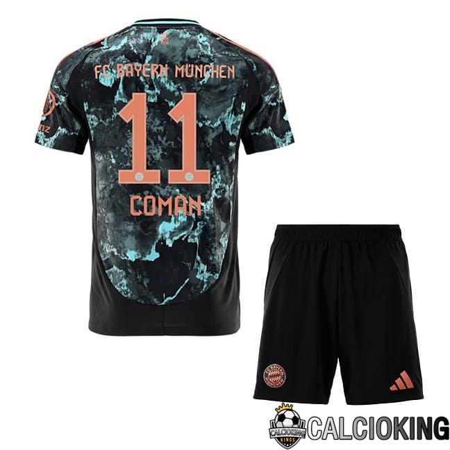 Comprare Maglia Calcio 2024 2025 2026 Personalizzazione,Tuta Da Calcio,Maglie De Calcio Retro Online | Maglia Calcio Bayern Monaco (Coman 11) Bambino Seconda Nero 2024/2025