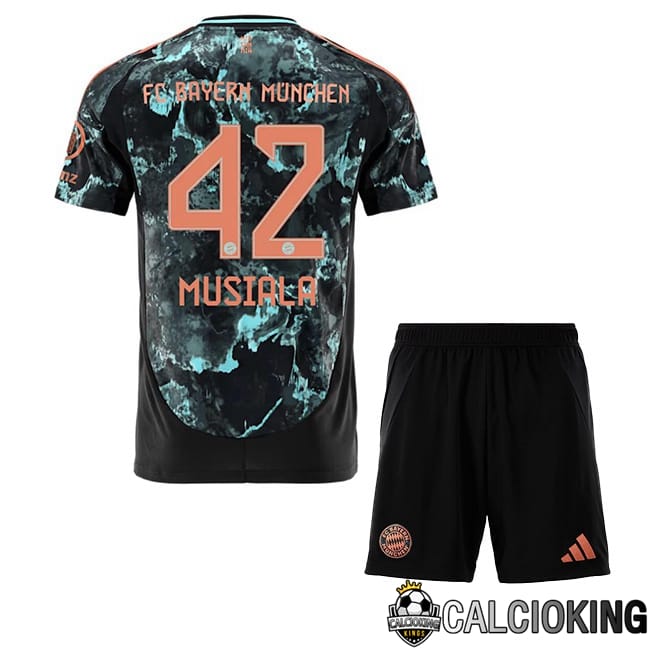 Comprare Maglia Calcio 2024 2025 2026 Personalizzazione,Tuta Da Calcio,Maglie De Calcio Retro Online | Maglia Calcio Bayern Monaco (Musiala 42) Bambino Seconda Nero 2024/2025