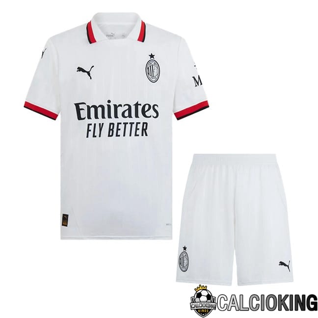 Comprare Maglia Calcio 2024 2025 2026 Personalizzazione,Tuta Da Calcio,Maglie De Calcio Retro Online | Maglia Calcio AC Milan Bambino Seconda Bianco 2024/2025
