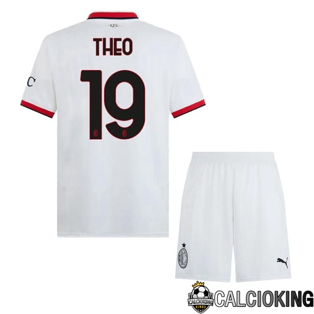 Comprare Maglia Calcio 2024 2025 2026 Personalizzazione,Tuta Da Calcio,Maglie De Calcio Retro Online | Maglia Calcio AC Milan (THEO 19) Bambino Seconda Bianco 2024/2025