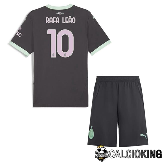 Comprare Maglia Calcio 2024 2025 2026 Personalizzazione,Tuta Da Calcio,Maglie De Calcio Retro Online | Maglie Calcio AC Milan (Rafa Leão 10) Bambino Terza Nero 2024/2025