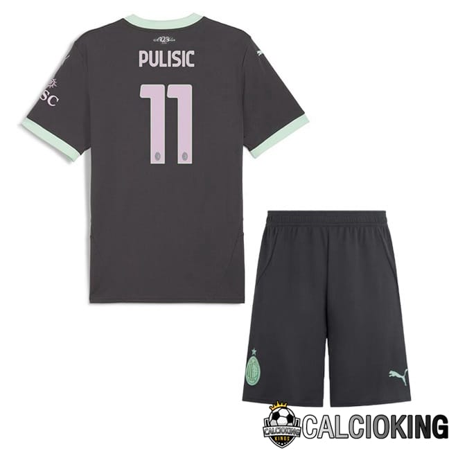 Comprare Maglia Calcio 2024 2025 2026 Personalizzazione,Tuta Da Calcio,Maglie De Calcio Retro Online | Maglie Calcio AC Milan (Pulisic 11) Bambino Terza Nero 2024/2025