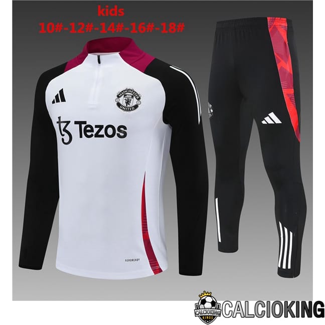 Comprare Maglia Calcio 2024 2025 2026 Personalizzazione,Tuta Da Calcio,Maglie De Calcio Retro Online | Insieme Tuta Calcio Manchester United Bambino Bianco 2025/2026