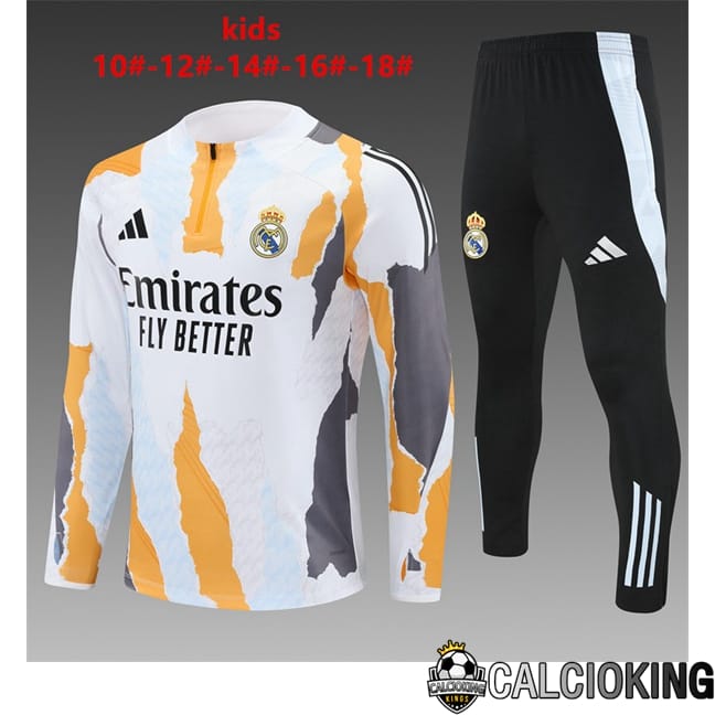 Comprare Maglia Calcio 2024 2025 2026 Personalizzazione,Tuta Da Calcio,Maglie De Calcio Retro Online | Insieme Tuta Calcio Real Madrid Bambino Bianco 2025/2026