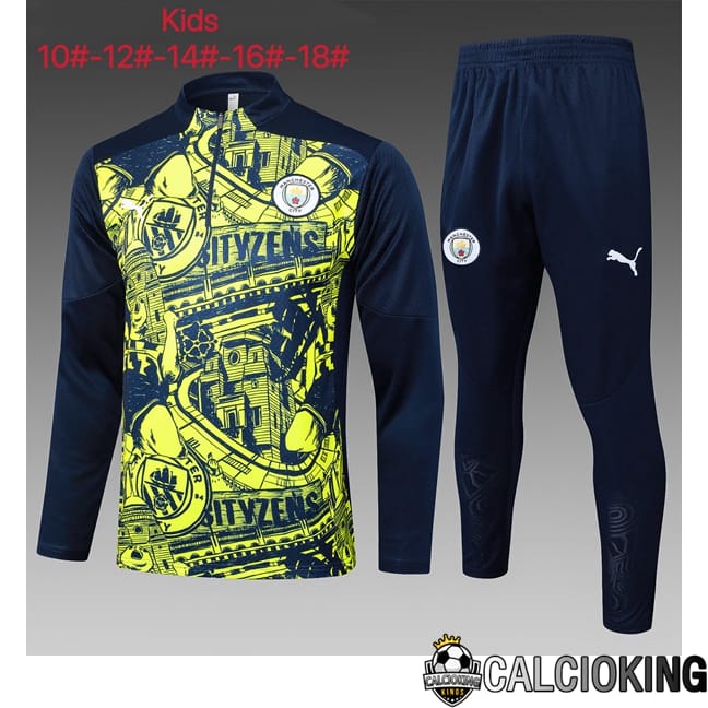 Comprare Maglia Calcio 2024 2025 2026 Personalizzazione,Tuta Da Calcio,Maglie De Calcio Retro Online | Insieme Tuta Calcio Manchester City Bambino Verde Blu Reale 2025/2026