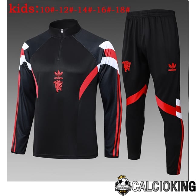 Comprare Maglia Calcio 2024 2025 2026 Personalizzazione,Tuta Da Calcio,Maglie De Calcio Retro Online | Insieme Tuta Calcio Manchester United Bambino Nero 2025/2026
