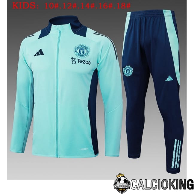 Comprare Maglia Calcio 2024 2025 2026 Personalizzazione,Tuta Da Calcio,Maglie De Calcio Retro Online | Insieme Tuta Calcio - Giacca Manchester United Bambino Verde 2025/2026