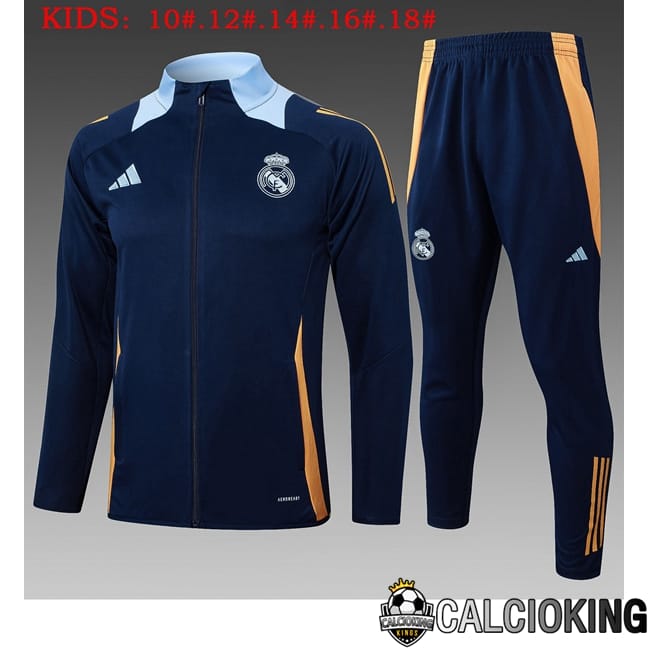 Comprare Maglia Calcio 2024 2025 2026 Personalizzazione,Tuta Da Calcio,Maglie De Calcio Retro Online | Insieme Tuta Calcio - Giacca Real Madrid Bambino Blu Reale 2025/2026