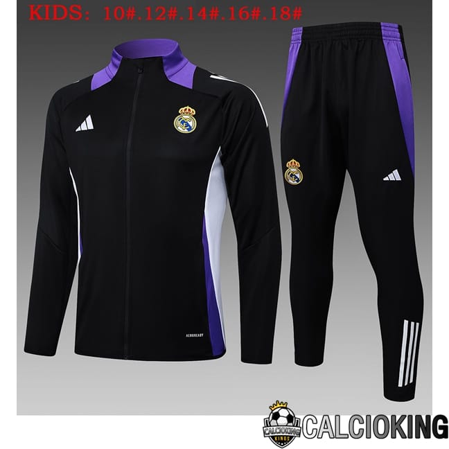 Comprare Maglia Calcio 2024 2025 2026 Personalizzazione,Tuta Da Calcio,Maglie De Calcio Retro Online | Insieme Tuta Calcio - Giacca Real Madrid Bambino Nero 2025/2026
