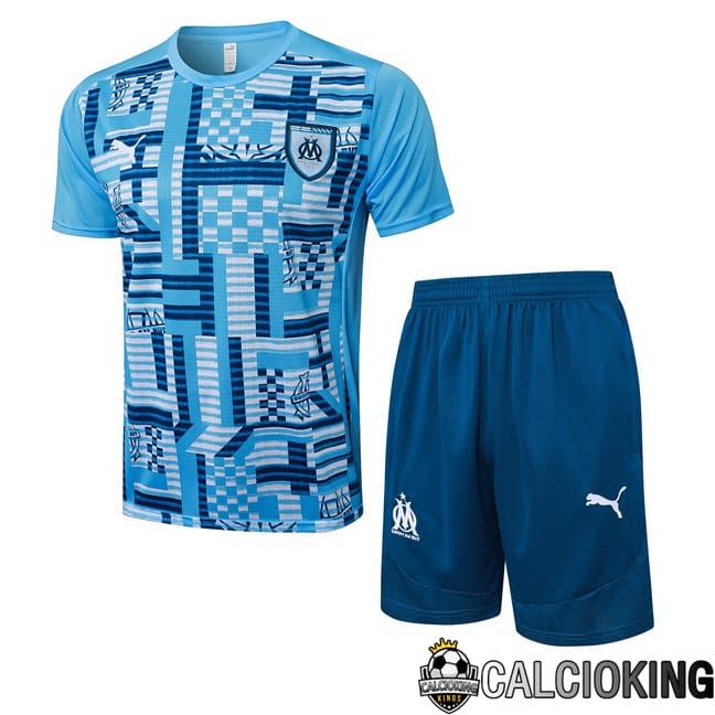 Comprare Maglia Calcio 2024 2025 2026 Personalizzazione,Tuta Da Calcio,Maglie De Calcio Retro Online | Insieme T Shirt Allenamento Marsiglia OM + Pantaloncini Blu 2025/2026