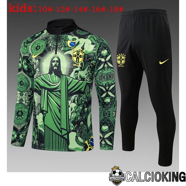 Comprare Maglia Calcio 2024 2025 2026 Personalizzazione,Tuta Da Calcio,Maglie De Calcio Retro Online | Insieme Tuta Calcio Brasile Bambino Verde 2025/2026