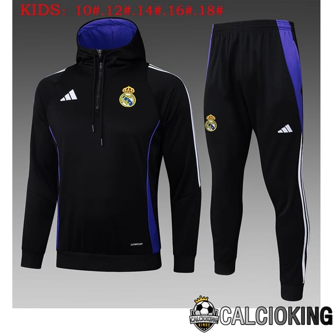 Comprare Maglia Calcio 2024 2025 2026 Personalizzazione,Tuta Da Calcio,Maglie De Calcio Retro Online | Giacca Con Cappuccio Tuta Calcio Real Madrid Bambino Nero 2025/2026