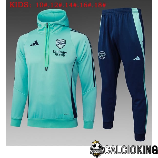 Comprare Maglia Calcio 2024 2025 2026 Personalizzazione,Tuta Da Calcio,Maglie De Calcio Retro Online | Giacca Con Cappuccio Tuta Calcio Arsenal Bambino Verde 2025/2026