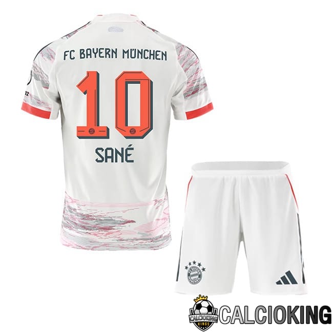 Comprare Maglia Calcio 2024 2025 2026 Personalizzazione,Tuta Da Calcio,Maglie De Calcio Retro Online | Maglie Calcio Bayern Monaco (Sané 10) Bambino Seconda Bianco 2025/2026