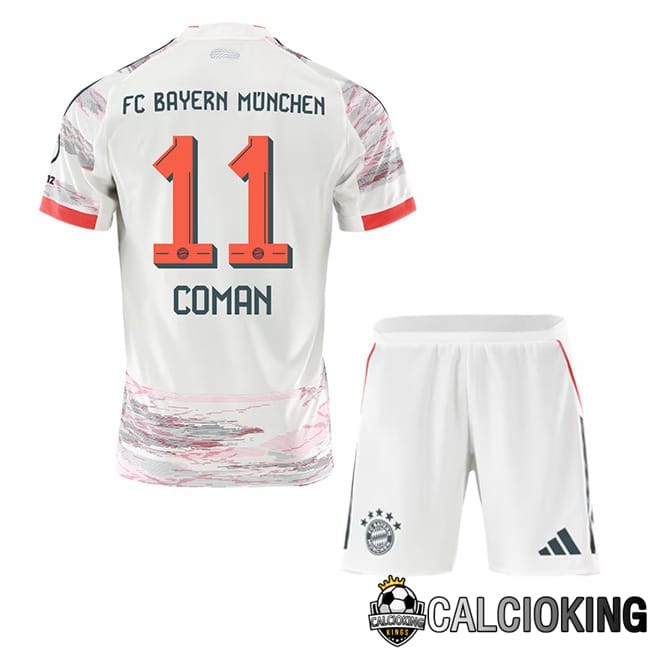 Comprare Maglia Calcio 2024 2025 2026 Personalizzazione,Tuta Da Calcio,Maglie De Calcio Retro Online | Maglie Calcio Bayern Monaco (Coman 11) Bambino Seconda Bianco 2025/2026