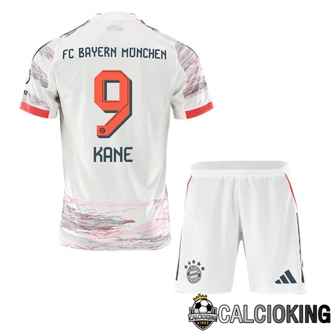 Comprare Maglia Calcio 2024 2025 2026 Personalizzazione,Tuta Da Calcio,Maglie De Calcio Retro Online | Maglie Calcio Bayern Monaco (Kane 9) Bambino Seconda Bianco 2025/2026