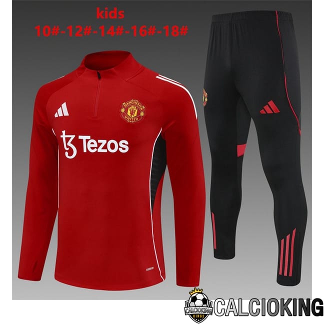 Comprare Maglia Calcio 2024 2025 2026 Personalizzazione,Tuta Da Calcio,Maglie De Calcio Retro Online | Insieme Tuta Calcio Manchester United Bambino Rosso 2025/2026