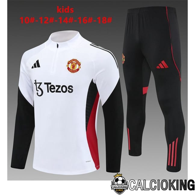 Comprare Maglia Calcio 2024 2025 2026 Personalizzazione,Tuta Da Calcio,Maglie De Calcio Retro Online | Insieme Tuta Calcio Manchester United Bambino Bianco 2025/2026