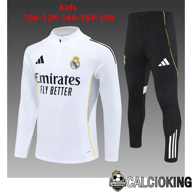 Comprare Maglia Calcio 2024 2025 2026 Personalizzazione,Tuta Da Calcio,Maglie De Calcio Retro Online | Insieme Tuta Calcio Real Madrid Bambino Bianco 2025/2026