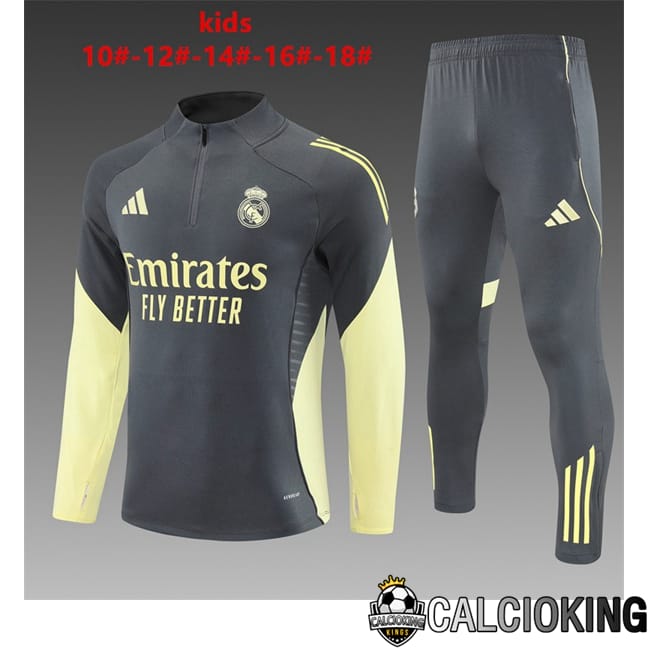 Comprare Maglia Calcio 2024 2025 2026 Personalizzazione,Tuta Da Calcio,Maglie De Calcio Retro Online | Insieme Tuta Calcio Real Madrid Bambino Grigio 2025/2026