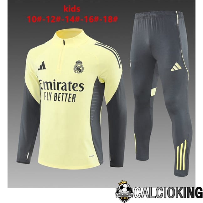 Comprare Maglia Calcio 2024 2025 2026 Personalizzazione,Tuta Da Calcio,Maglie De Calcio Retro Online | Insieme Tuta Calcio Real Madrid Bambino Giallo 2025/2026
