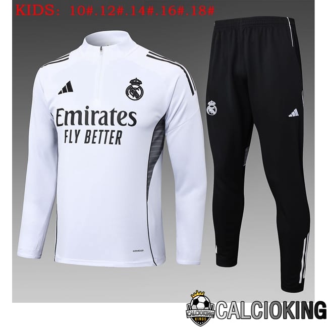 Comprare Maglia Calcio 2024 2025 2026 Personalizzazione,Tuta Da Calcio,Maglie De Calcio Retro Online | Insieme Tuta Calcio Real Madrid Bambino Bianco 2025/2026
