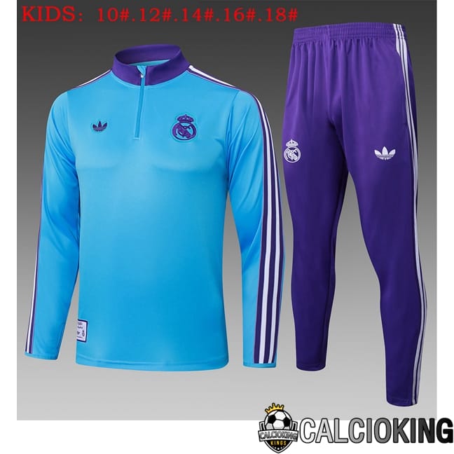 Comprare Maglia Calcio 2024 2025 2026 Personalizzazione,Tuta Da Calcio,Maglie De Calcio Retro Online | Insieme Tuta Calcio Real Madrid Bambino Blu 2025/2026