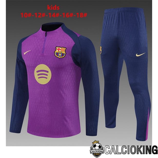 Comprare Maglia Calcio 2024 2025 2026 Personalizzazione,Tuta Da Calcio,Maglie De Calcio Retro Online | Insieme Tuta Calcio FC Barcellona Bambino Viola 2025/2026