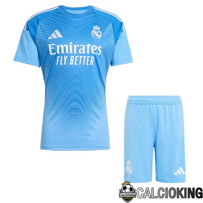 Comprare Maglia Calcio 2024 2025 2026 Personalizzazione,Tuta Da Calcio,Maglie De Calcio Retro Online | Maglie Calcio Real Madrid Bambino Portiere Blu 2025/2026