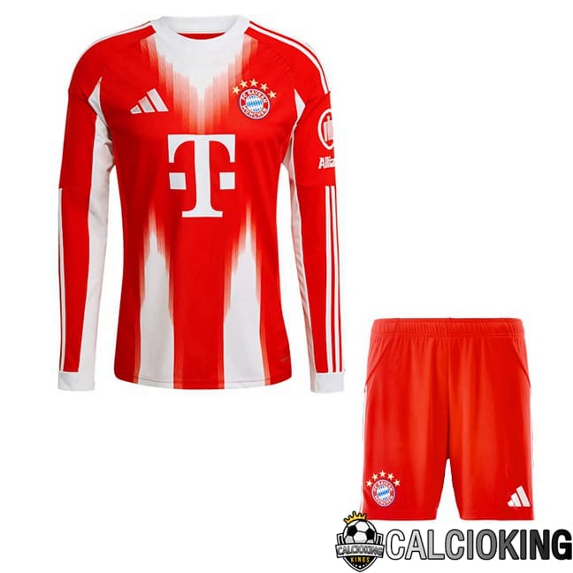 Comprare Maglia Calcio 2024 2025 2026 Personalizzazione,Tuta Da Calcio,Maglie De Calcio Retro Online | Maglie Calcio Bayern Monaco Bambino Prima Manica Lunga Rosso 2025/2026