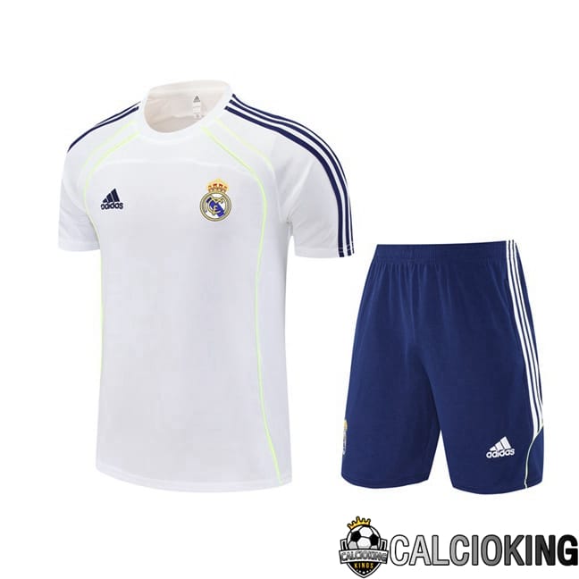 Comprare Maglia Calcio 2024 2025 2026 Personalizzazione,Tuta Da Calcio,Maglie De Calcio Retro Online | Insieme T Shirt Allenamento Real Madrid + Pantaloncini Bianco 2025/2026