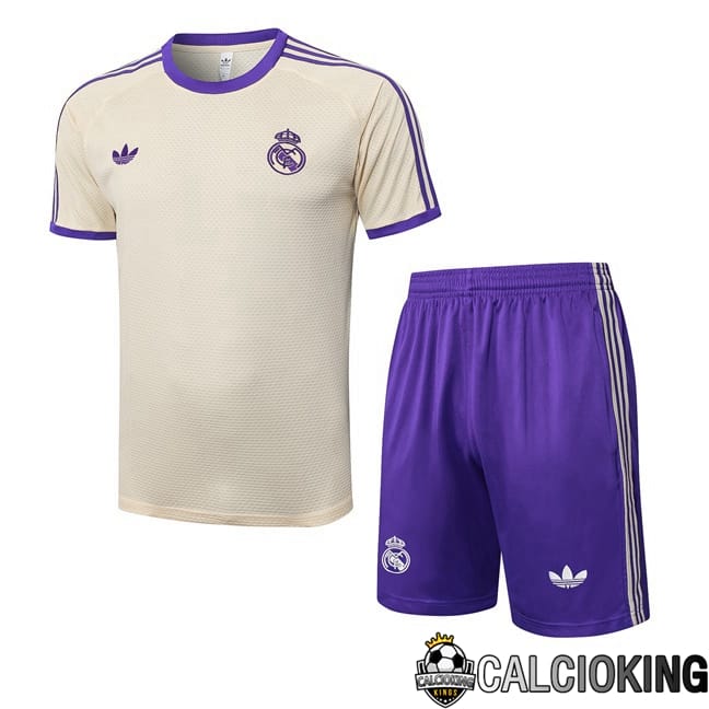 Comprare Maglia Calcio 2024 2025 2026 Personalizzazione,Tuta Da Calcio,Maglie De Calcio Retro Online | Insieme T Shirt Allenamento Real Madrid + Pantaloncini Giallo 2025/2026
